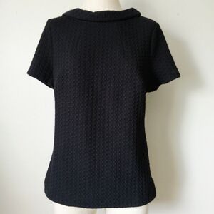 Boden Black Quilted Collared Top Size 8